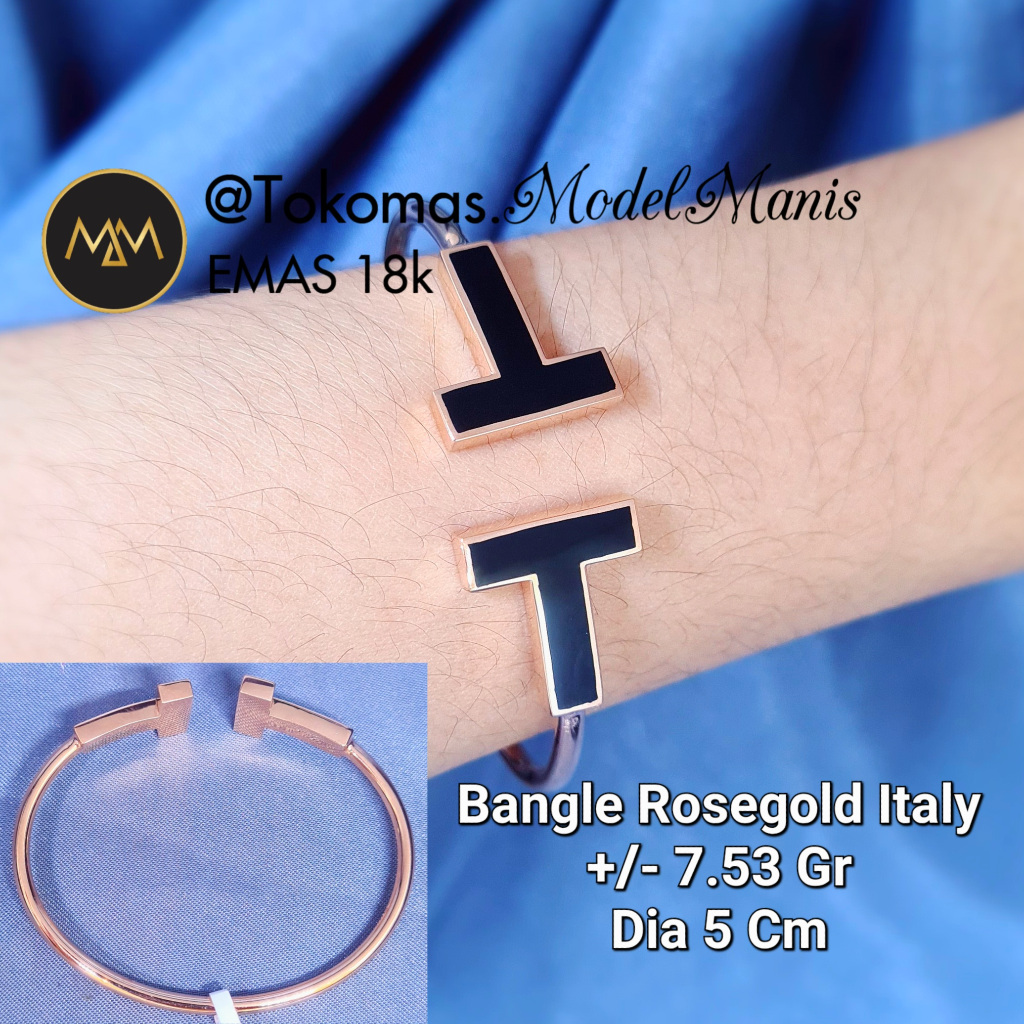 Gelang Italy Tinju T Emas Rosegold 750 kadar 18k