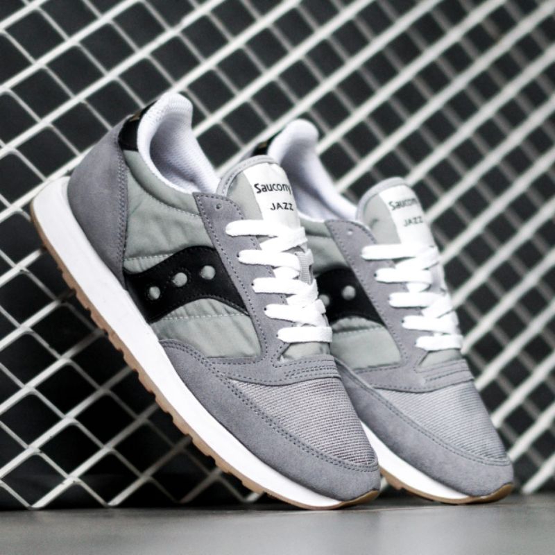 Saucony Jazz Vintage Shoes Grey Black Unisex 100% Original - Sepatu Saucony Original