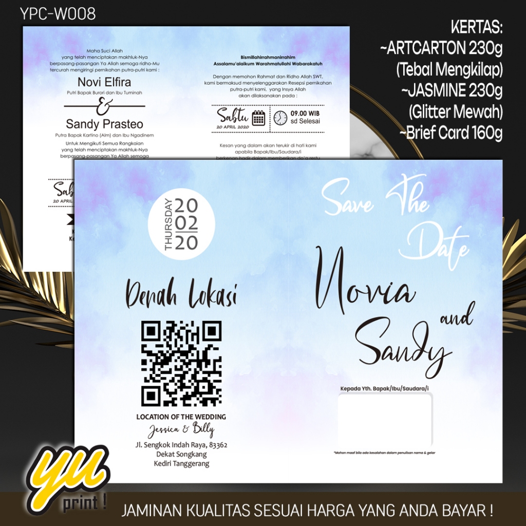 Cetak Undangan Pernikahan khitanan custom art carton 230g | YPC-W008