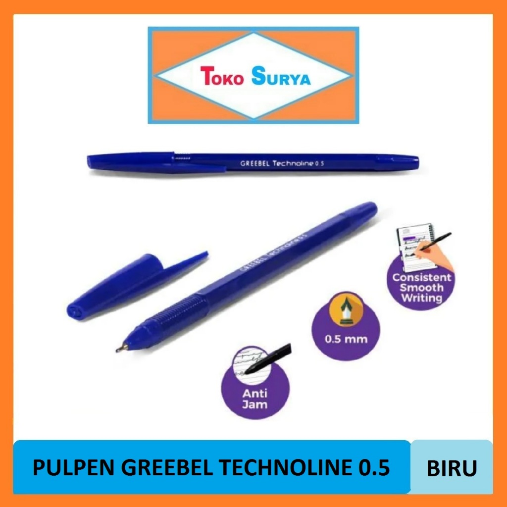 

Pulpen Greebel Biru Technoline 0.5mm (Pcs)