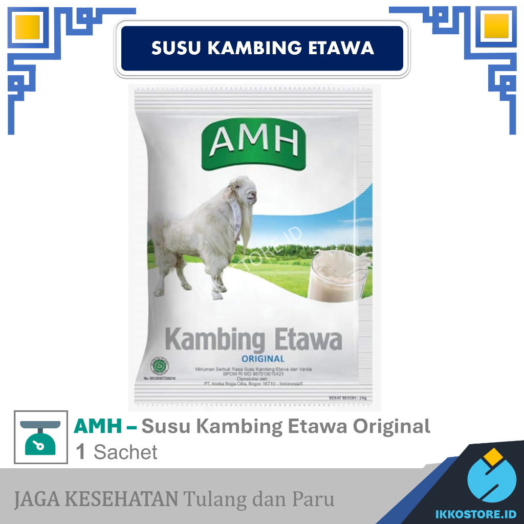 

Susu Kambing Bubuk Etawa AMH Full Cream Orginal Vanilla Jahe Merah Sachet