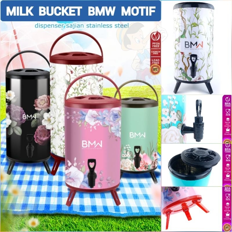 MILK BUCKET / MILK TEA BMW MOTIF TERMOS KRAN STAINLESS
