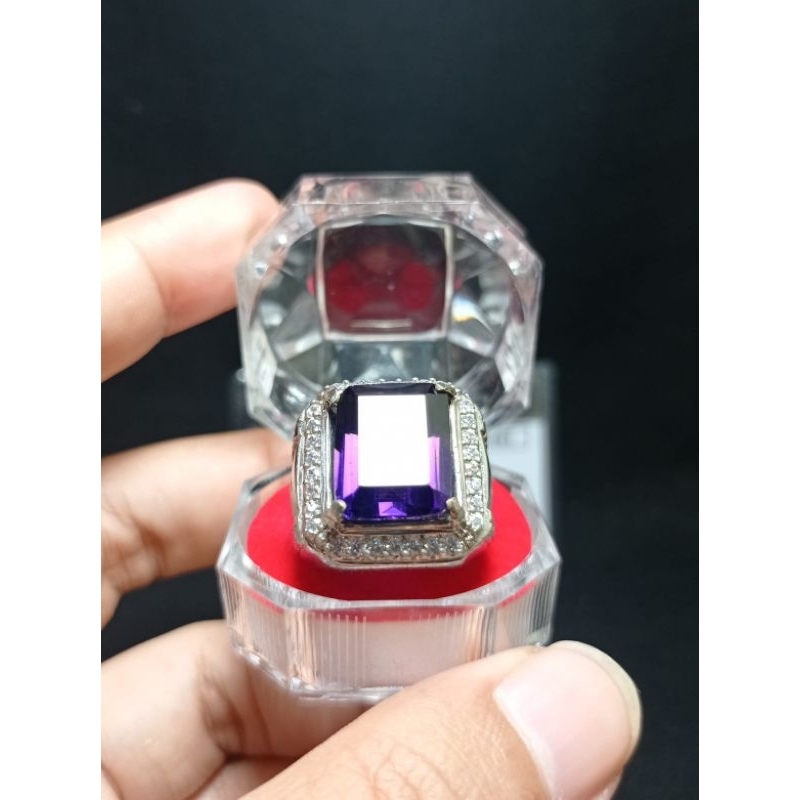 CINCIN BATU PERMATA KECUBUNG AMETHYST ORIGINAL BRAZIL BERSERTIFIKAT