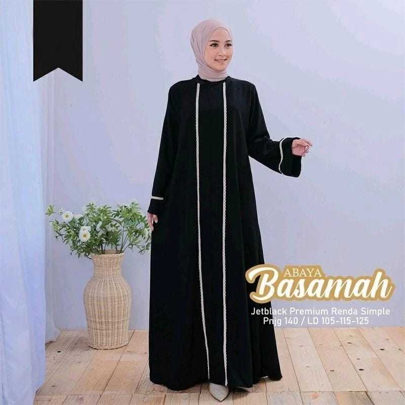 Abaya jetblack remaja / abaya hitam lis / abaya jetblack premium / gamis jetblack / gamis hitam / ab