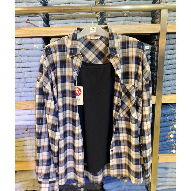 BIG SALE KEMEJA FLANEL CROP WANITA BRANDED by SCOTCH & CO
