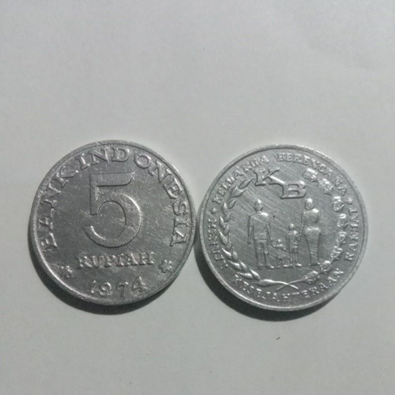 5 rupiah kb besar tahun 1974