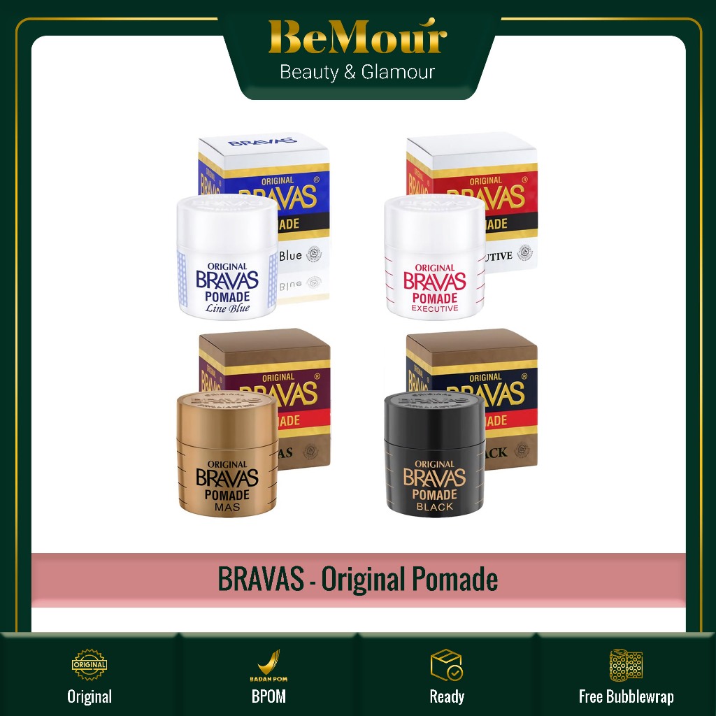 BRAVAS - ORIGINAL POMADE ( 80 g ) - Pomade Penata Rambut Berbasis Minyak Rambut Halal Brasov
