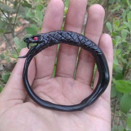 gelang akar bahar hitam ukir ular fuul sisik ORIGINAL
