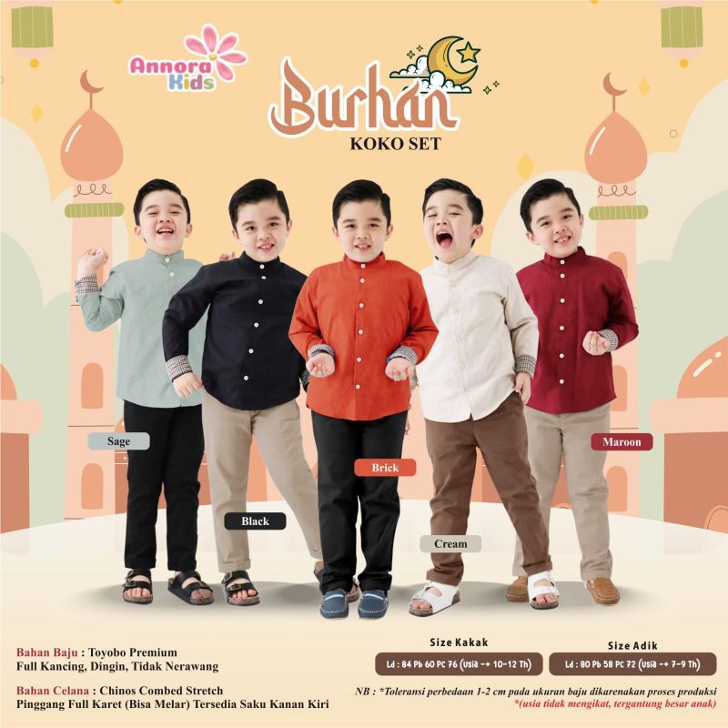 .KOKO SET KIDS BURHAN.NATHAN.ABDUL.Azel.Barra.Rafif.Fawwaz.Nabil.Farel By Annora kids