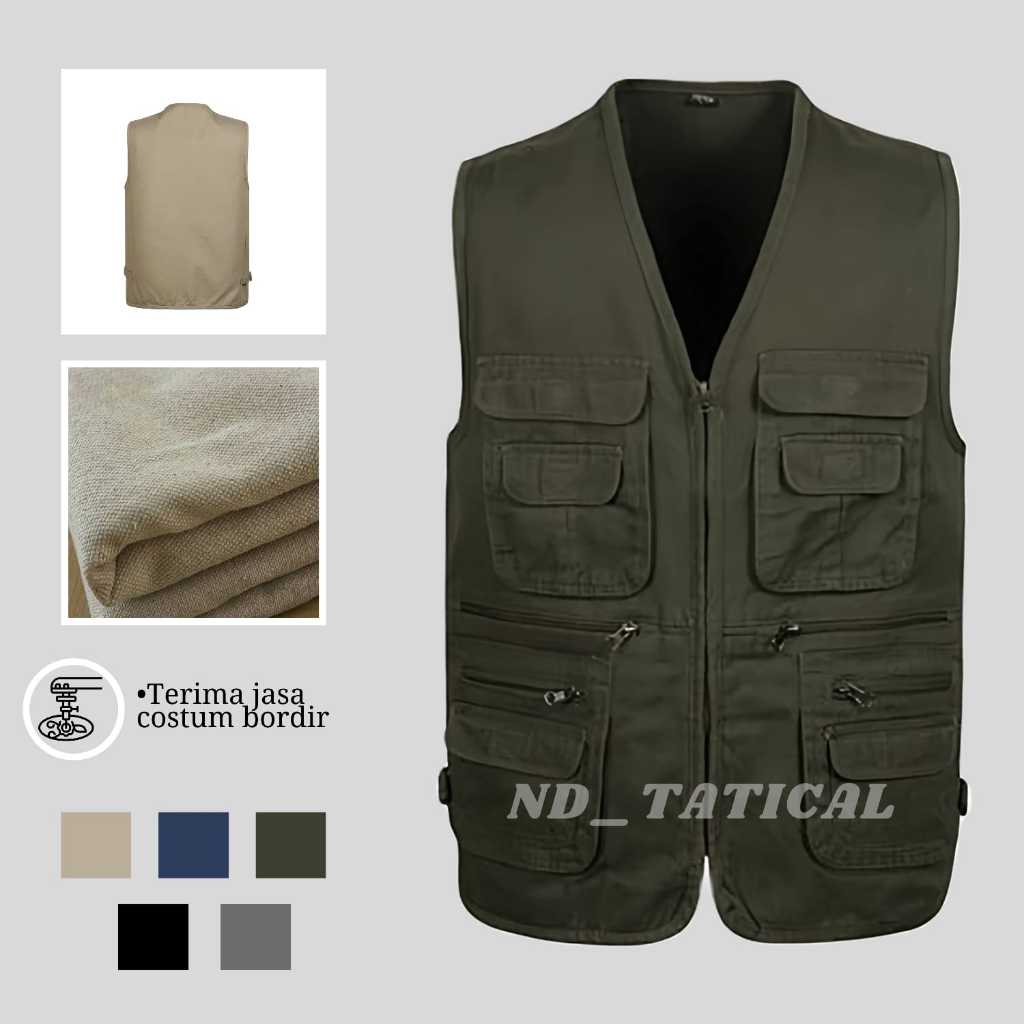 DnLa Rompi Pria Wanita Bahan Original Baby Canvas Premium / Bisa Costum Bordir Vest Cardinal Casual