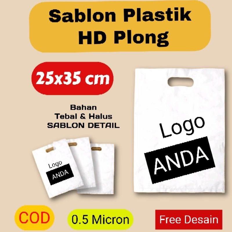 Sablon Plastik Plong Olshop 25x35 cm/ Plastik Olshop Logo Murah /Kemasan/Kantong/Distro
