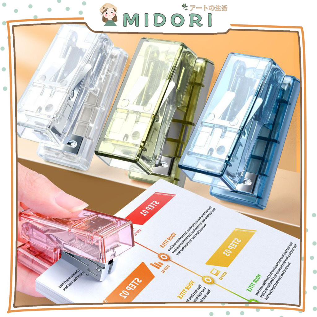 

[MIDORI] 1Set STAPLER TRANSPARANT MINI Portable Simple Aesthetic Staples - F0235