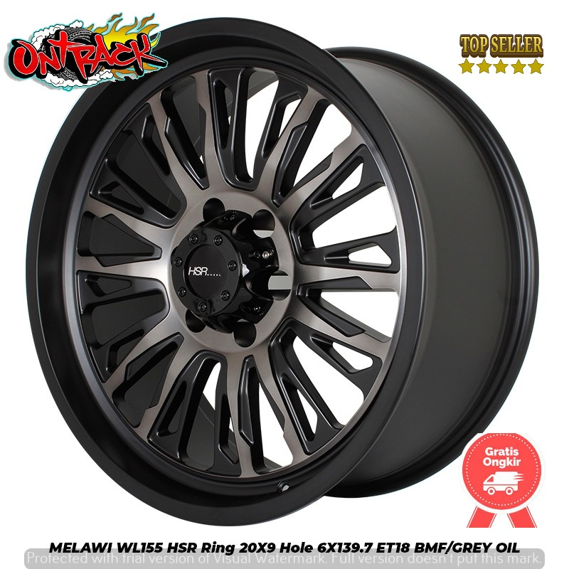Velg Buat Mobil Hilux Everest Triton Terrano HummerMELAWI WL155 HSR R20X9 H6X139,7 ET18 BMF/GREY OIL