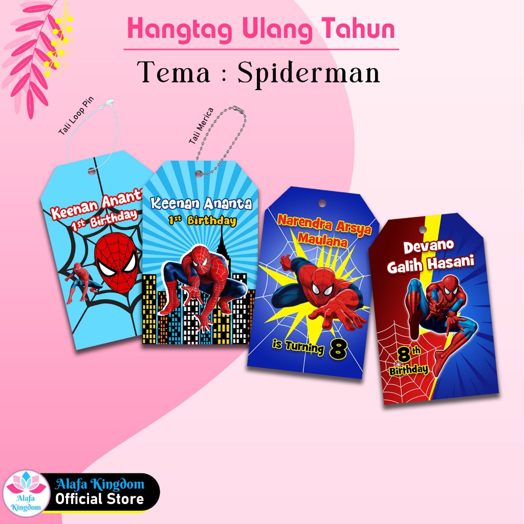

alafakingdom - 8 Pcs Hangtag Label Gantung Tema Spiderman