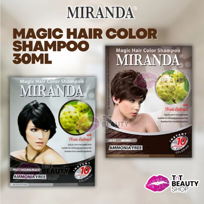 miranda magic hair color shampoo 30gr shampo pewarna semir rambut