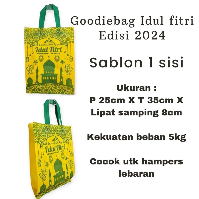 

10 PCS TAS IDUL FITRI LEBARAN TAS KAIN SPUNBOND 25 X 35 BERTALI MOTIF BERSABLON HARGA YANG TERTERA UNTUK 10