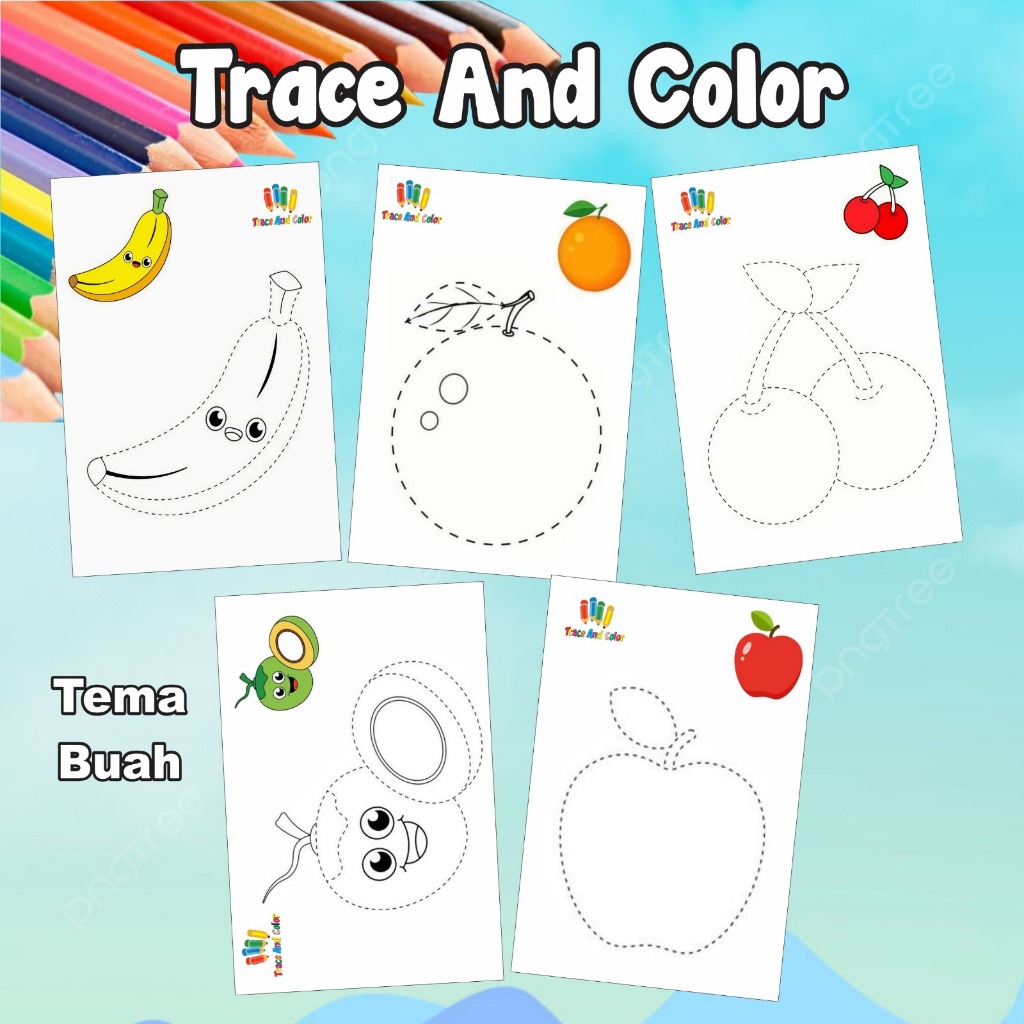 

Trace and coloring /gambar mewarnai isi 10 lembar untuk anak tk paud sd