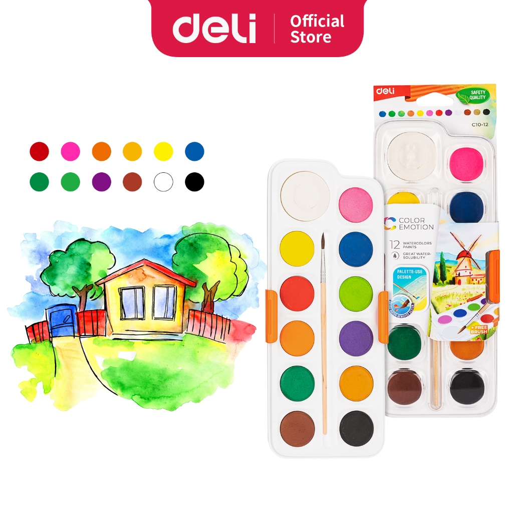 

Deli Watercolor Paint 12 Warna, EC10-12