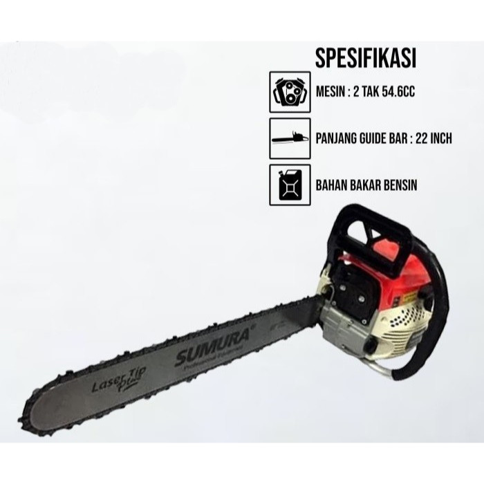Mesin Potong Kayu (Senso)/Chainsaw Bar 22 inch (Laser Tip) Merk Sumura CS 6500S