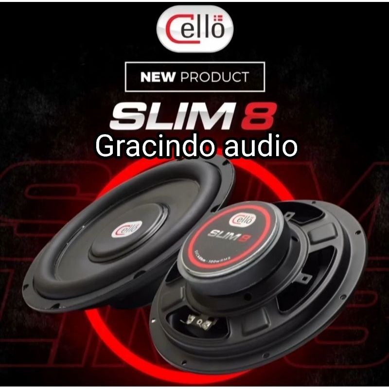 Subwoofer Cello Slim 8 100watt RMS Original Cello Subwoofer 8inch 1pc