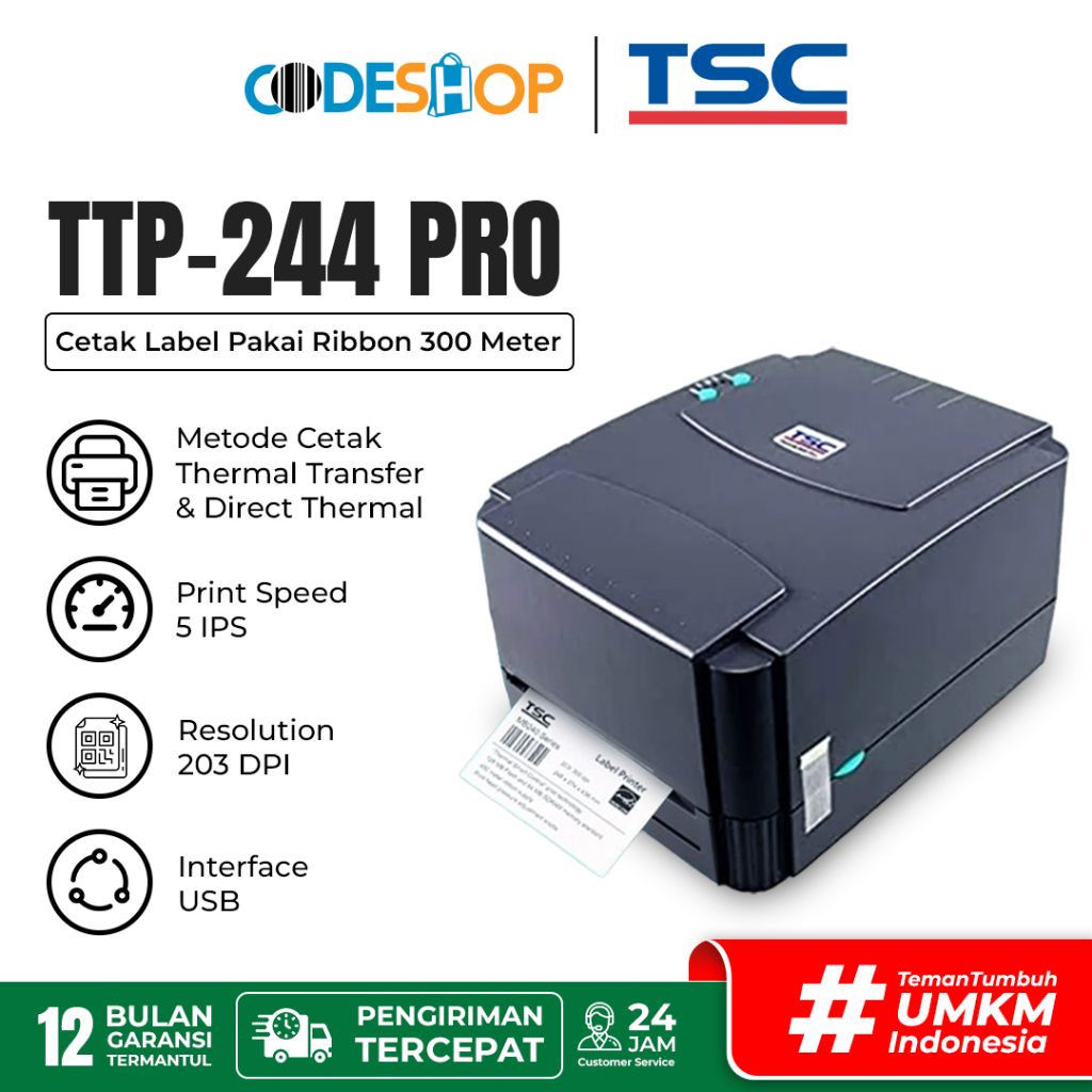 Thermal Label Printer Resi Printer Barcode Printer Termal TSC 244 PRO
