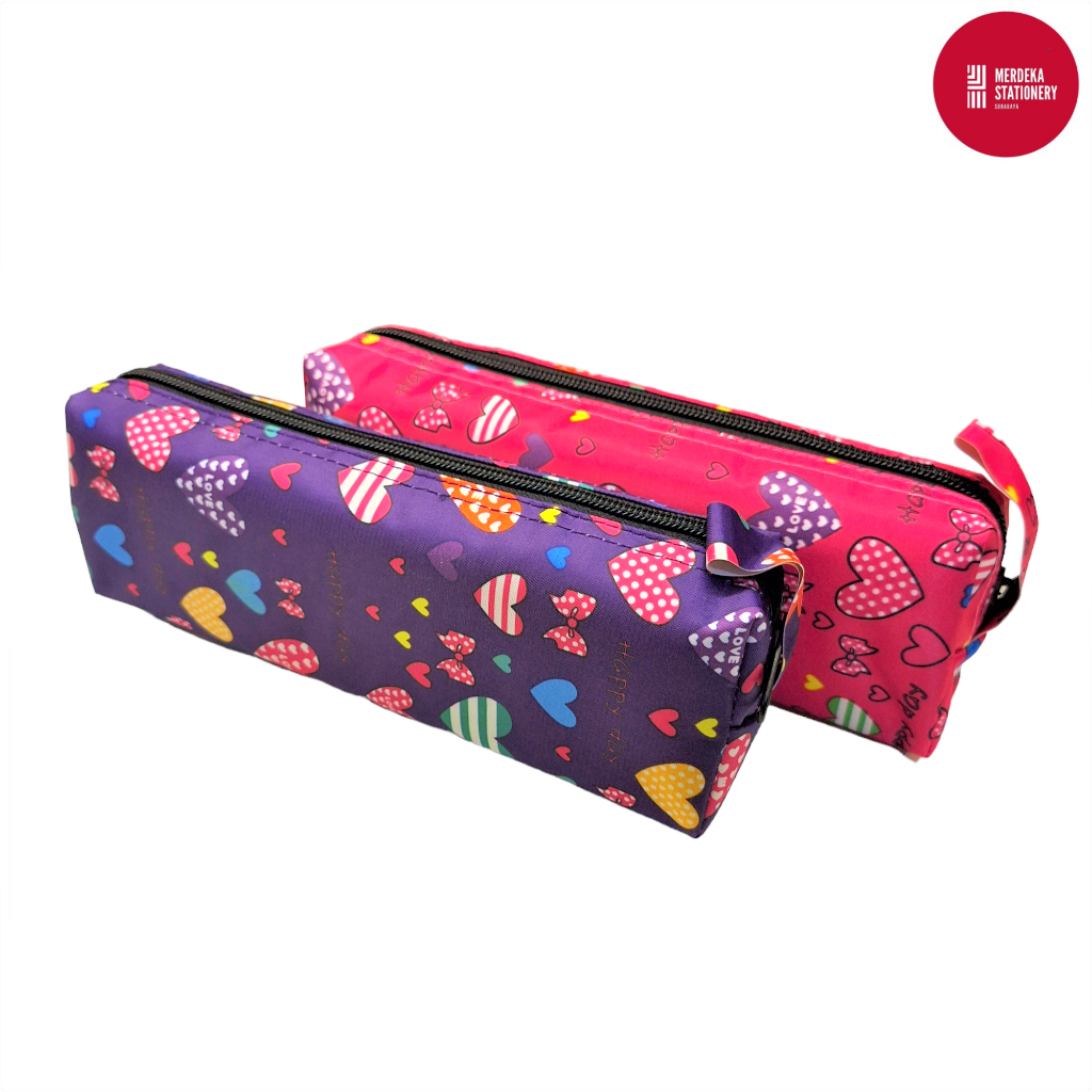 

Pencil Case/Tempat/Kotak Pensil Kain Resleting Lucu Hati/Love ST-842-A