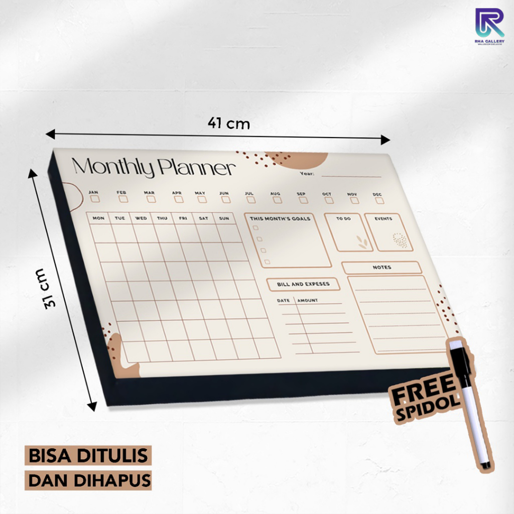 

RHA GALLERY Papan Tulis Kayu Kamar Daily / Weekly Aesthetic Planner Schedule Board Aesthetic