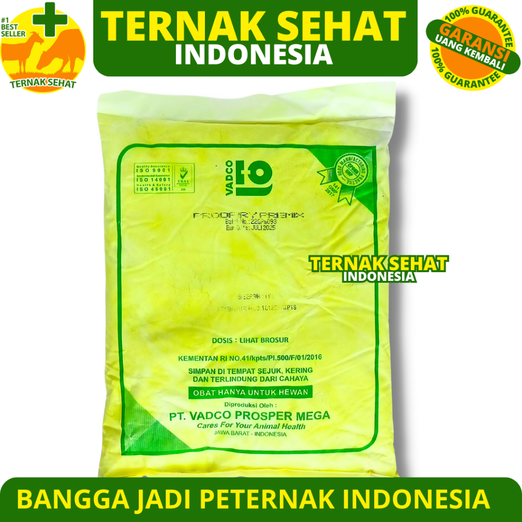 PRODAIRY PREMIX 1 KG VADCO - Premix Mineral & Multivitamin untuk Produktivitas Sapi Kambing Domba - 