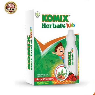 KOMIX HERBAL ANAK RASA STRAWBERRY 1 TUBE 10ML / MEREDAKAN BATUK ANAK