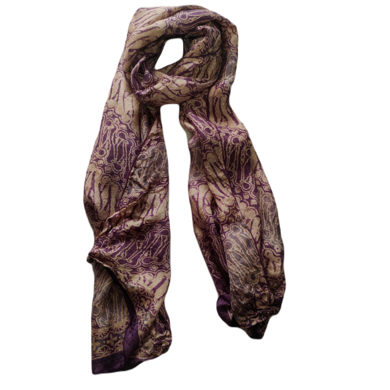 Syal Bali Scarf Batik Dobi Pasmina Panjang Pastel Parang Ungu Peach Gesyal