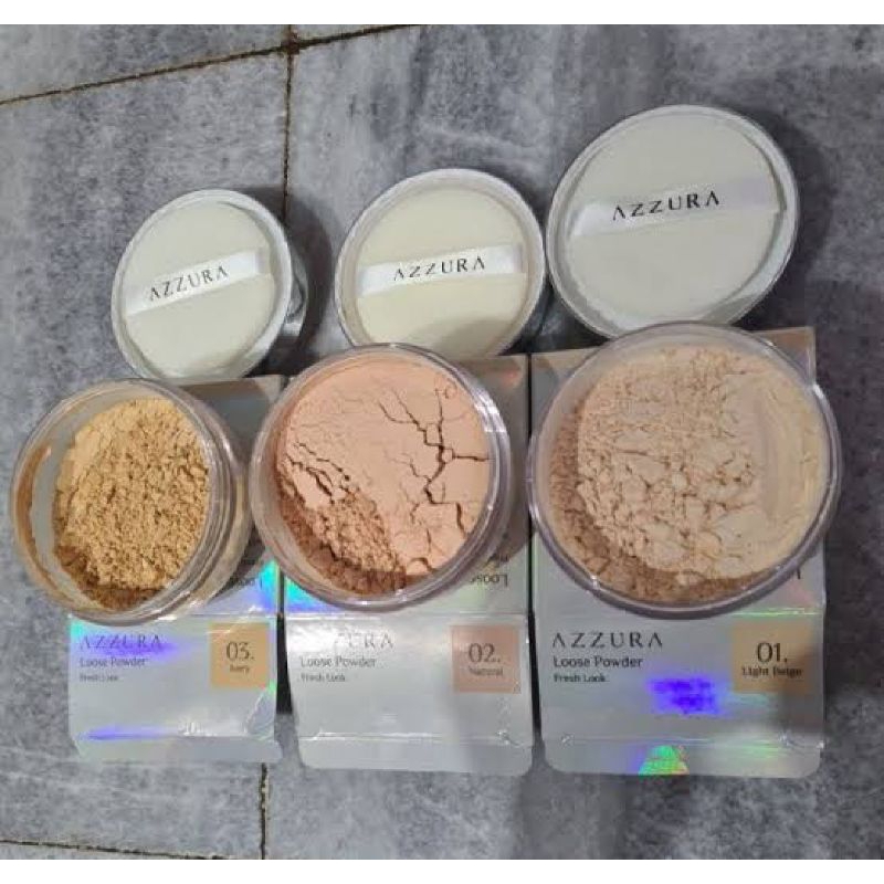 Azzura Loose Powder Fresh Look Double UV Protector 30gr BPOM/bedak tabur azura/bedak untuk kulit ber