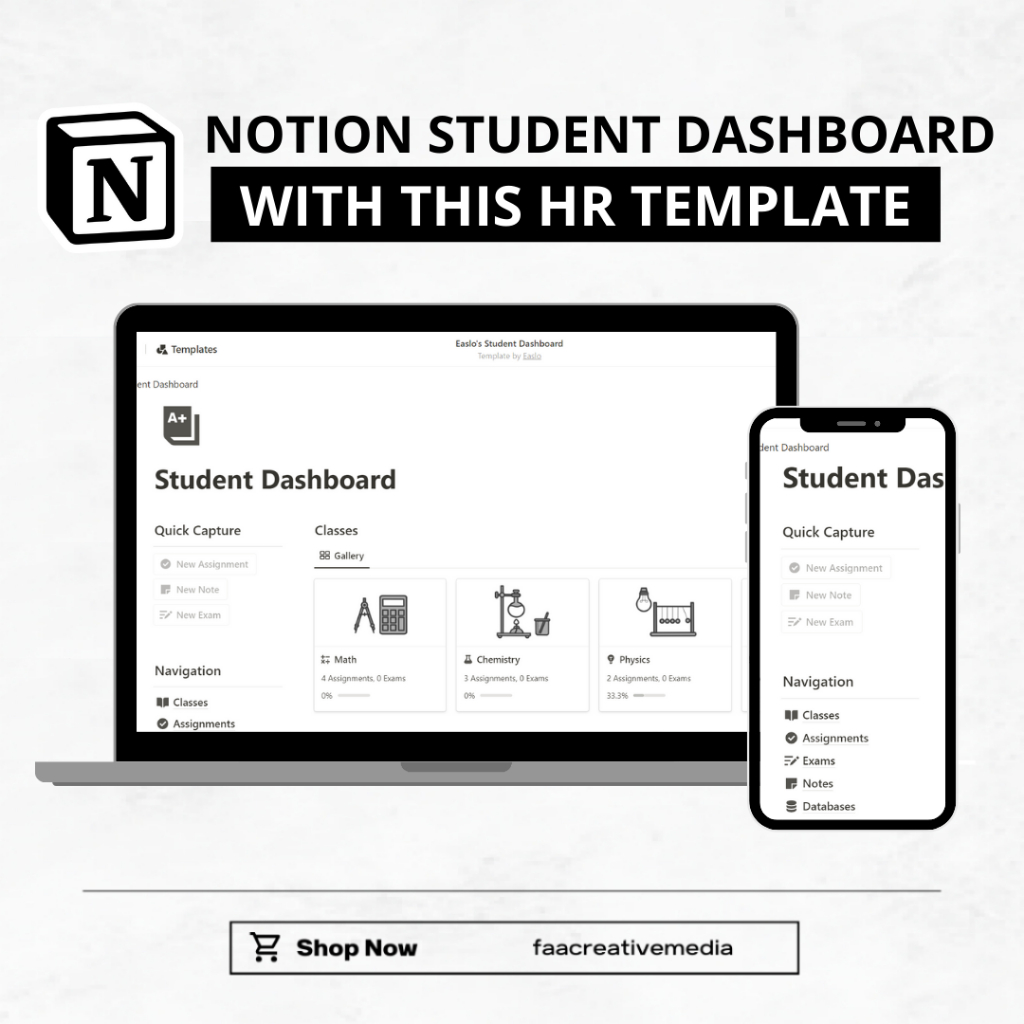 Notion Student Dashboard Template