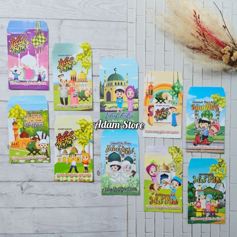 

Amplop lebaran ampau lebaran serie L Kartun Muslim Anak Isi 80 lembar 8 gambar