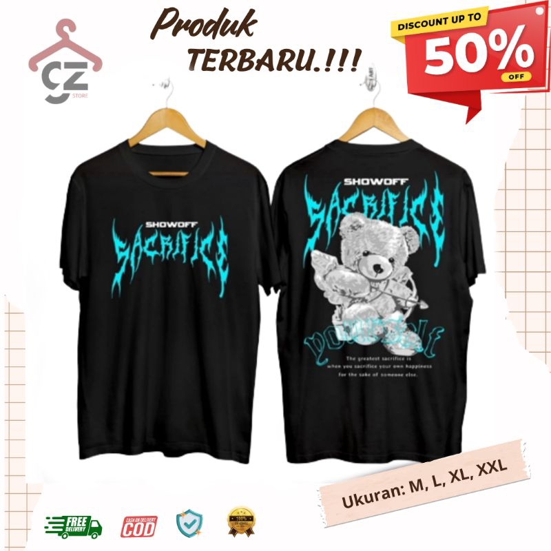 Kaos Distro Pria Boneka Teddy / Kaos Pria Distro Keren / Kaos Pria Hitam / Kaos Boneka Teddy