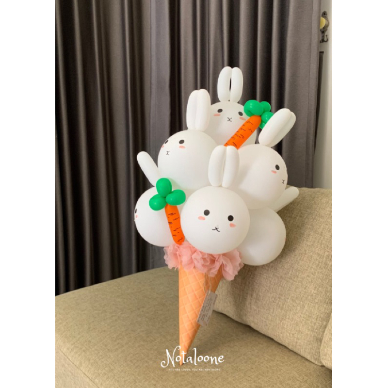 Notaloone - Balon Kelinci Es Krim Bunny Rabbit Carrot Wortel Ice Cream Cone Lucu Kado Wisuda Ulang T