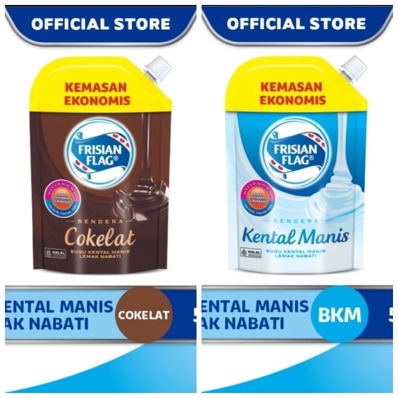 

FRISIAN FLAG KENTAL MANIS PUTIH/COKLAT POUCH 545g