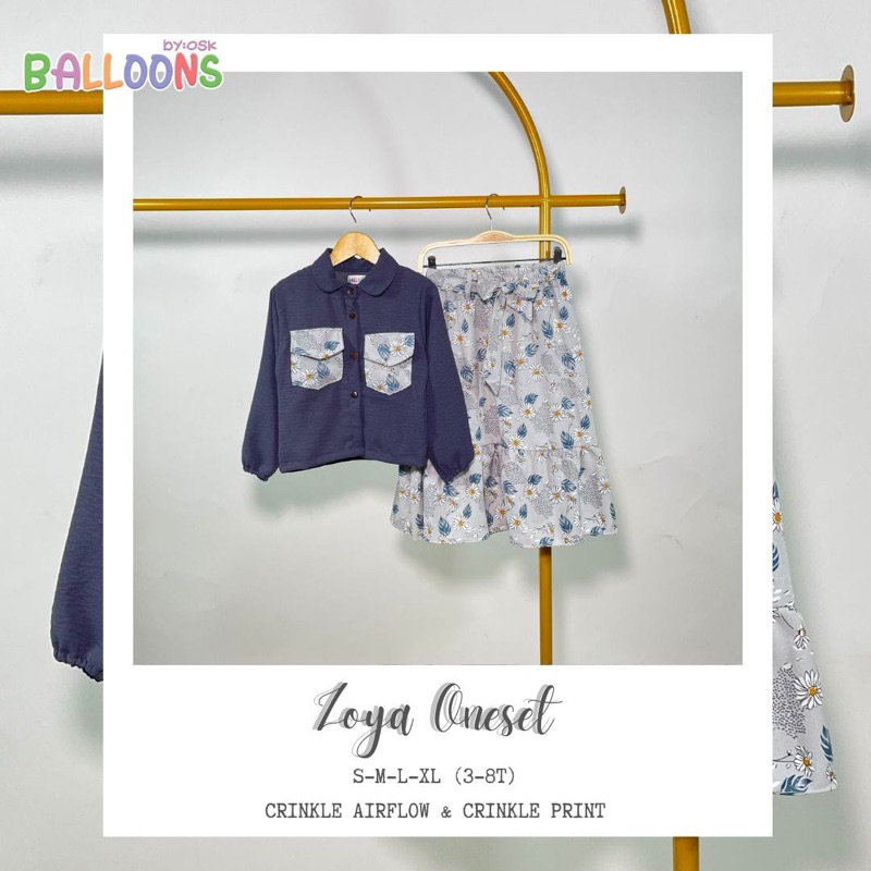 2-8TH ZOYA ONESET SETELAN ATASAN DAN ROK CRINKLE BAJU MUSLIM ANAK PEREMPUAN GAMIS