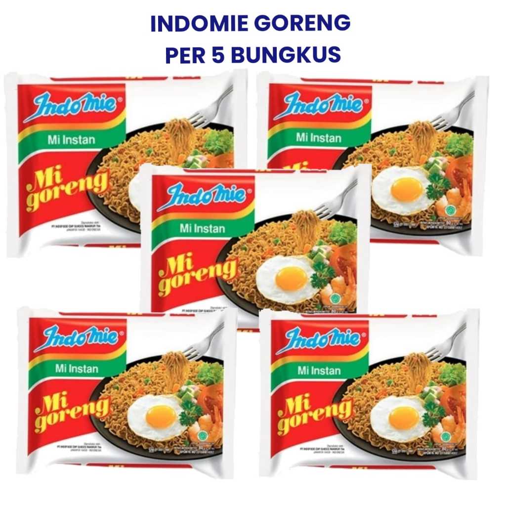 

Mie instant Indomie goreng per 5 bungkus