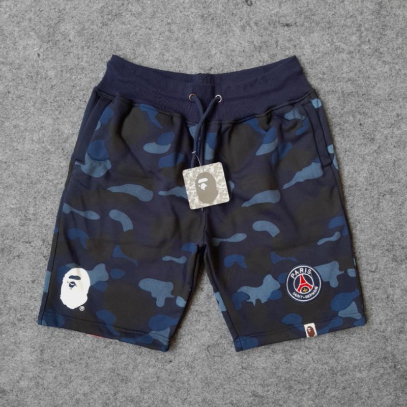 Celana Pendek Pria Short Pants BAPE PSG CAMO NAVY Fulltag & Label