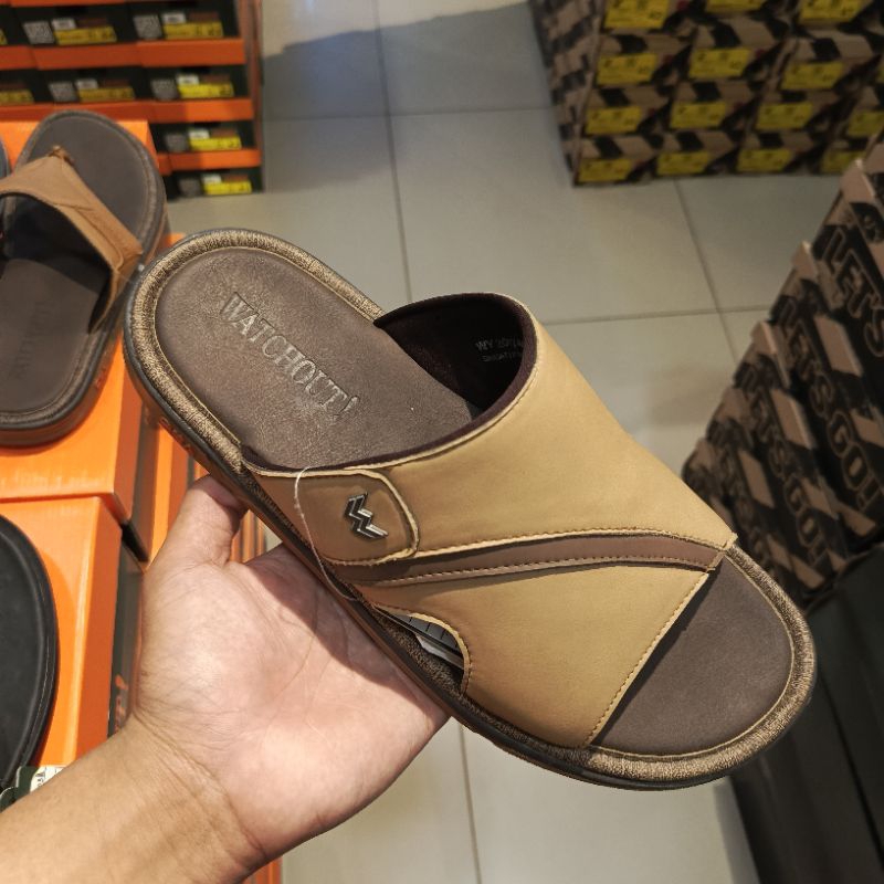 SANDAL FLAT PRIA MOTIF TALI LEBAR LIST || SANDAL FLAT WATCHOUT MEN'S LEMBUT TEBAL STOCK TERBATAS PRO