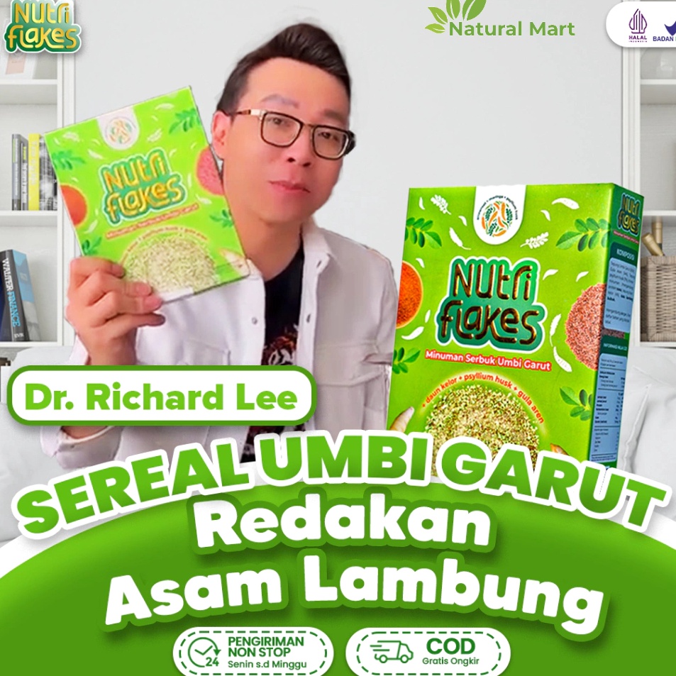 

New Mart Nutriflakes Sereal Umbi Garut Asam Lambung Solusi Atasi Asam Lambung Maag Kronis Gerd Makanan Diet Isi 28gr