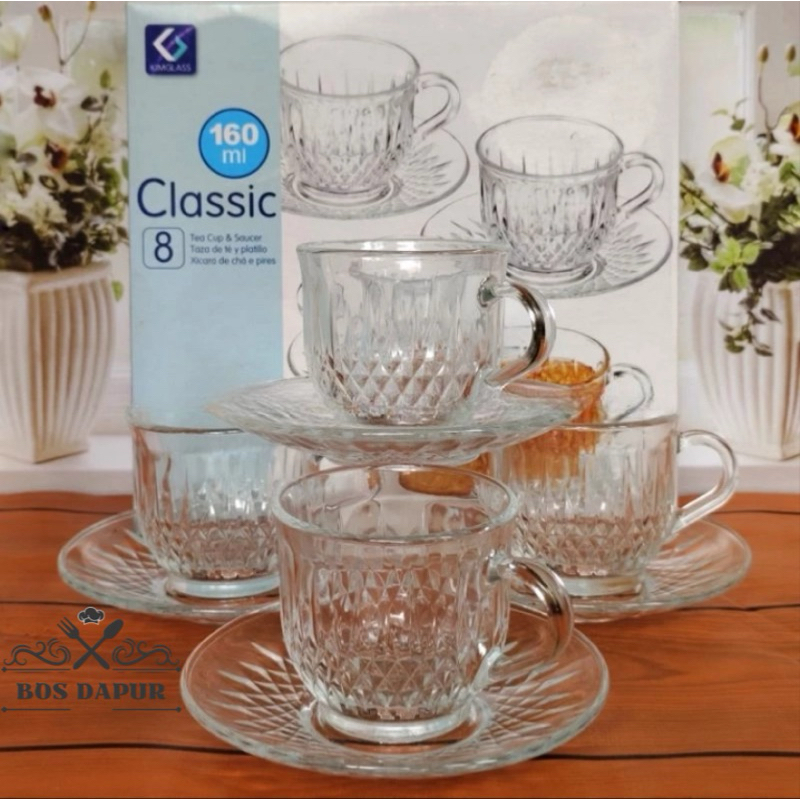 PROMO SET GELAS KACA TERMURAH ISI 8 PCS / GELAS KOPI / GELAS TEH TERDIRI DARI 4 PCS GELAS DAN 4 PCS 