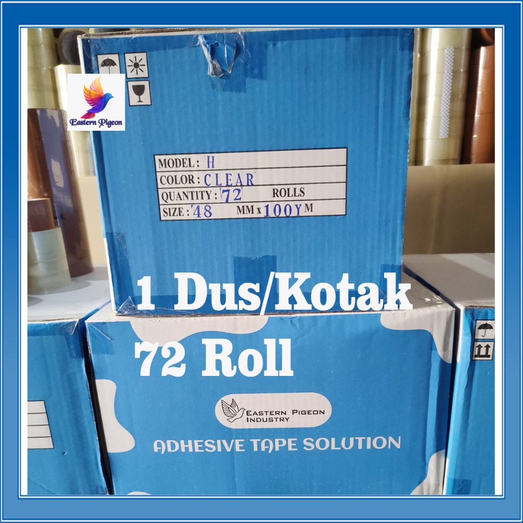 

Eastern Pigeon Lakban 48mmx100yard 1 Dus Kotak Isi 72 Roll Selotip 2 Inchi Premium Selasiban Isolasi Bening 45 Micron