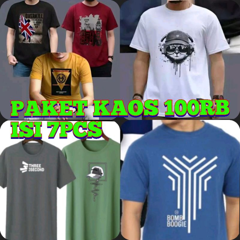 100RB DAPAT 7PCS KAOS MOTIF KEKINIAN
