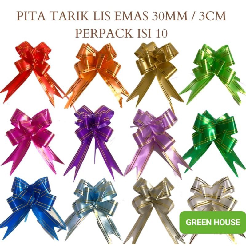 

(isi 10) Pita Serut 32mm | Pita Tarik list emas Pita Parcel Pita Kado Pita Souvenir