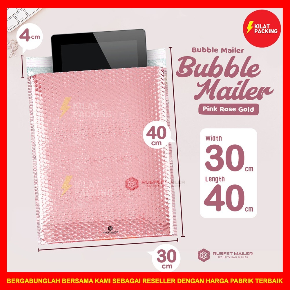 

AMPLOP BUBBLE MURAH | BUBBLE MAILER PREMIUM | POLYBUBBLE MURAH MOTIF PINK ROSE GOLD 30CM X 40CM