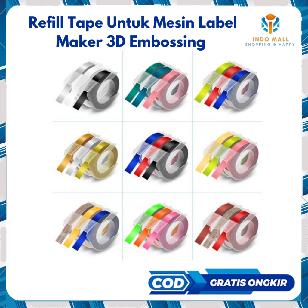 

Refill Cidy Dymo Embossing Label Maker Decorative Tape Paper 3d Embossing 9mm Tape Kertas Untuk Dekorasi