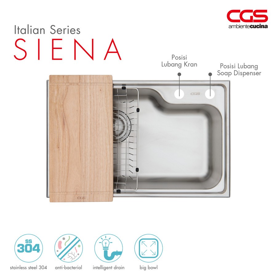Paket Promo: CGS Siena Kitchen Sink + Kran Air CGS Portofino