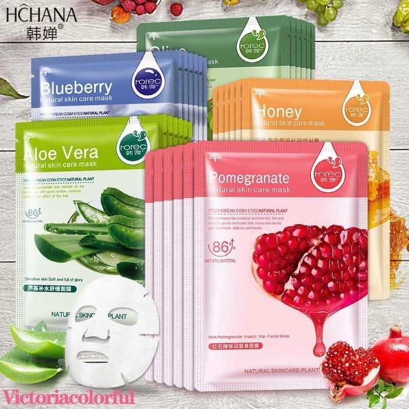 Mask Korea Masker Wajah Blueberry Aloe Vera Pomegranate Honey Cucumber Olive