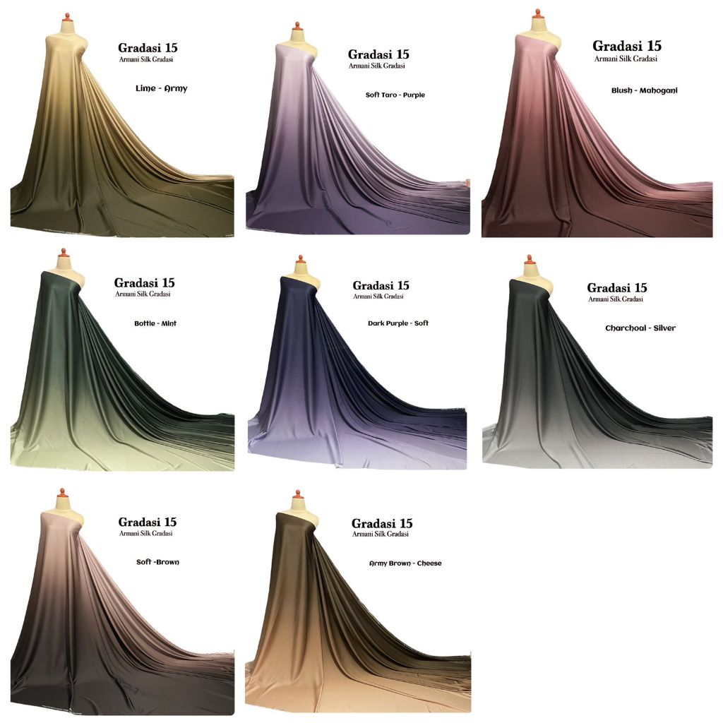 Kain gradasi warna | kain polos gradasi | kain campur warna | kain bridesmaid | kain mewah